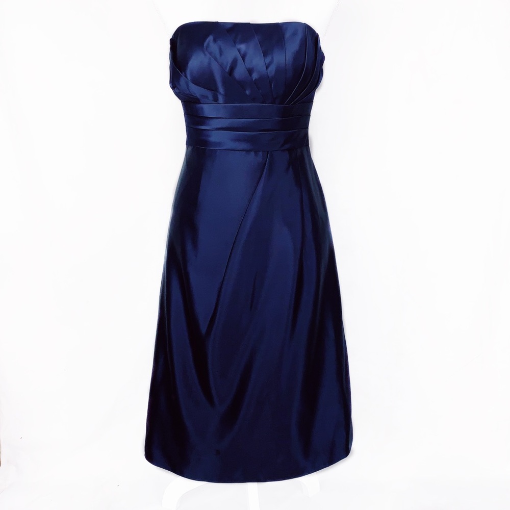 MIDNIGHT BLUE STRAPLESS CUSTOM WEDDING DRESS SZE 4